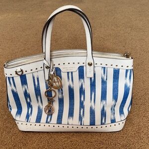 Henri Bendel Blue and White Striped Tote
